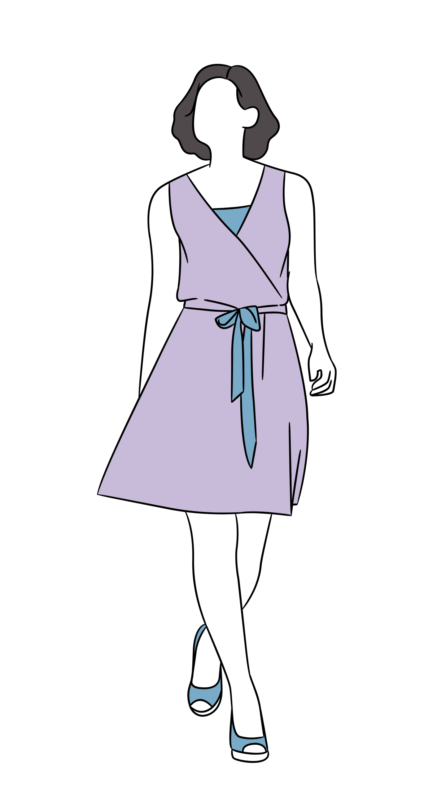 Blue Violet Illustrated Girl Phone Wallpaper (2)